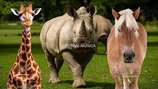 Lovely Animal Sounds In 30 Minutes: Giraffe, Horse, Donkey, Rhino | Soothing Music