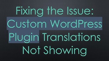 Fixing the Issue: Custom WordPress Plugin Translations Not Showing
