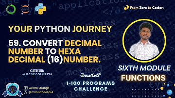Convert Decimal to Hexadecimal in Python | Your Python Journey – 100 Programs #python
