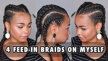HOW I DO 4-FEED IN BRAIDS ON MYSELF | Feed-in Braids /Cornrow On 4C Kinky Hair