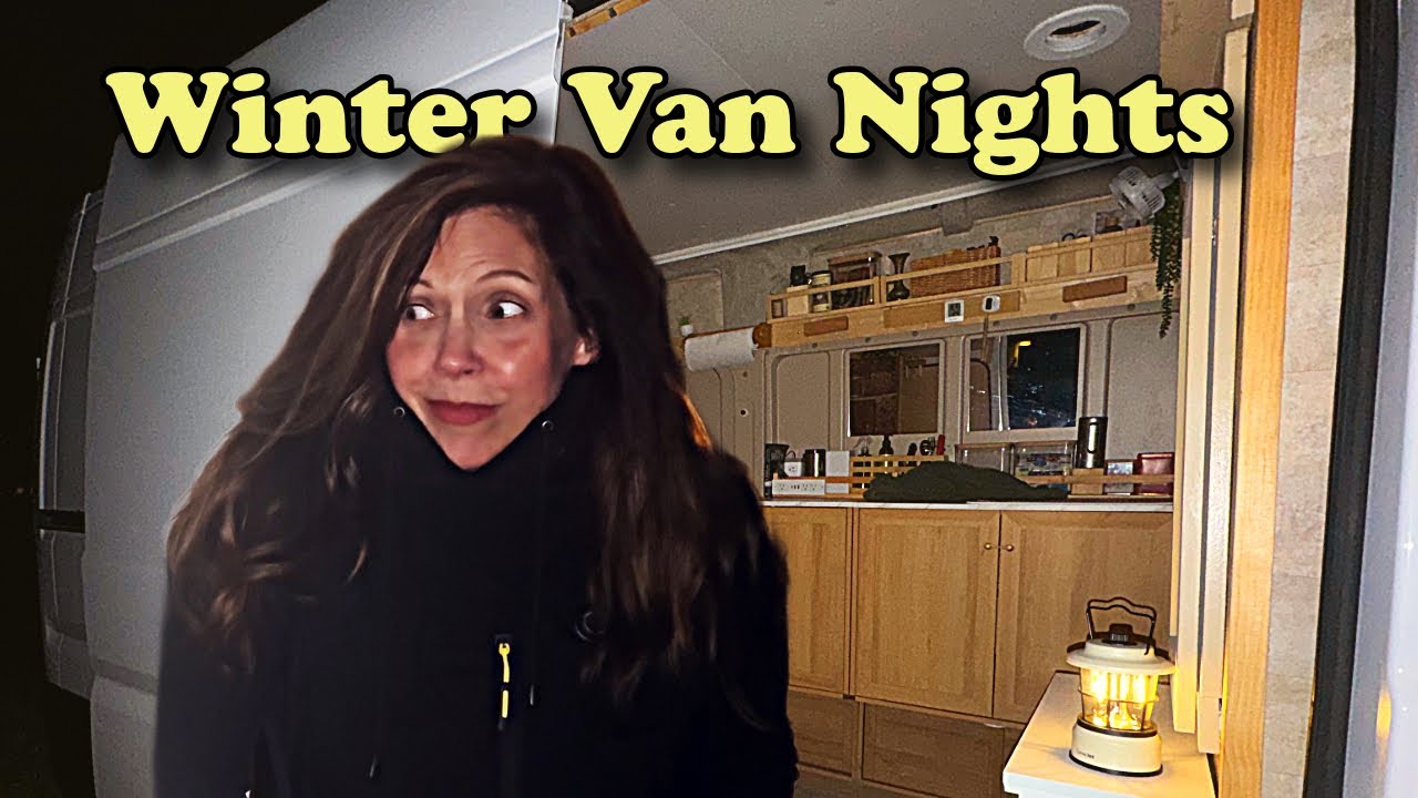 How I Stay Safe & Cozy on Winter Nights in My Van (⚠️ Flashing lights WARNING)