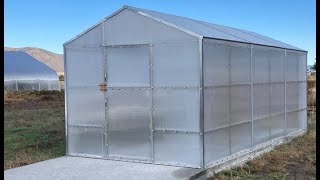 200 square foot polycarbonate (8 mm 4-layer) heavy duty greenhouse with integral mushroom grow beds