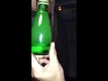 Perrier water freezes up as the bottles caps twisted open