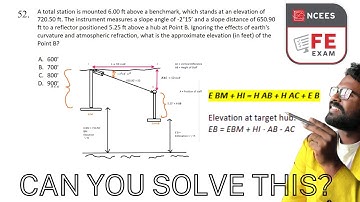 FEexam review 52: Surveying 2 – Calculate Elevation from Slope & Angle #civilengineer #usa   #FEExam