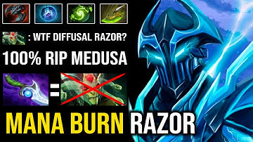 WTF 1st ITEM Diffusal Razor Shocking DPS + Mana Burn EZ Counter Medusa with Insane Hard Carry Dota 2