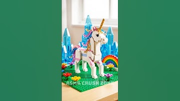 A graceful Lego-style unicorn forms #asmr #lego #legoanimation