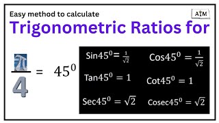 Trigonometric ratios for 45 degrees | How to find trigonometric ratios for 45 degree | #mathematics