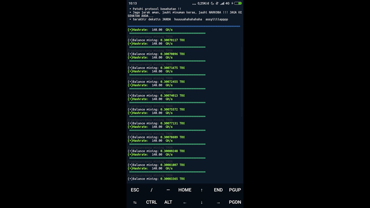 penghasil All crypto mining TRX in termux script