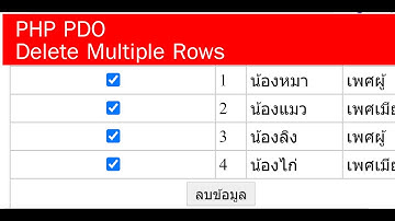 PHP PDO Delete Multiple Rows, ลบข้อมูลทีละหลายรายการ (ฟรี Code)