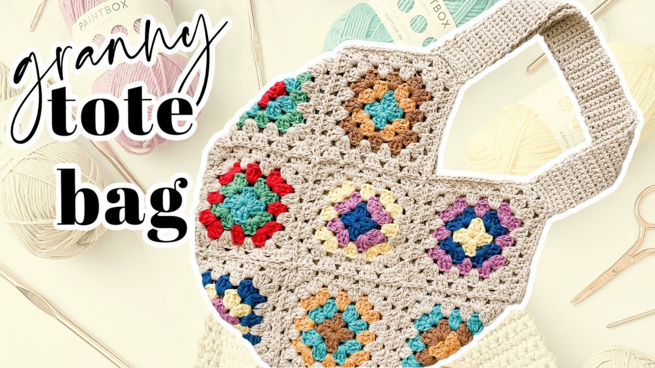 【PORTERNA】Granma square tote bag Granny Square TOTE BAG | Super EASY Crochet Market Bag - YouTube