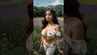 4K AI ART indian Lookbook Model Al Art video Wildflower Field