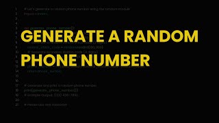 Generate a random phone number