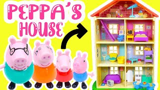 Peppa Pig Family House Playset Build with George, Mummy, Daddy Pig Characters