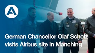 German Chancellor Olaf Scholz visits Airbus site in Manching