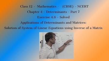 Maths for Class 12 -  Chapter 4 - Determinants -   (CBSE) - NCERT - Exercise 4.6 - Solved
