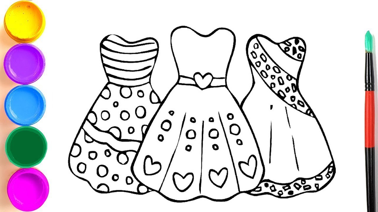 How to draw Princess Dresses Drawing for Kids Easy Drawing Prnicess