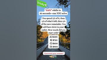 You Spent 1/2 What Was the Original Amount? Tricky Money Math Riddle #shorts #math #riddlemathworld