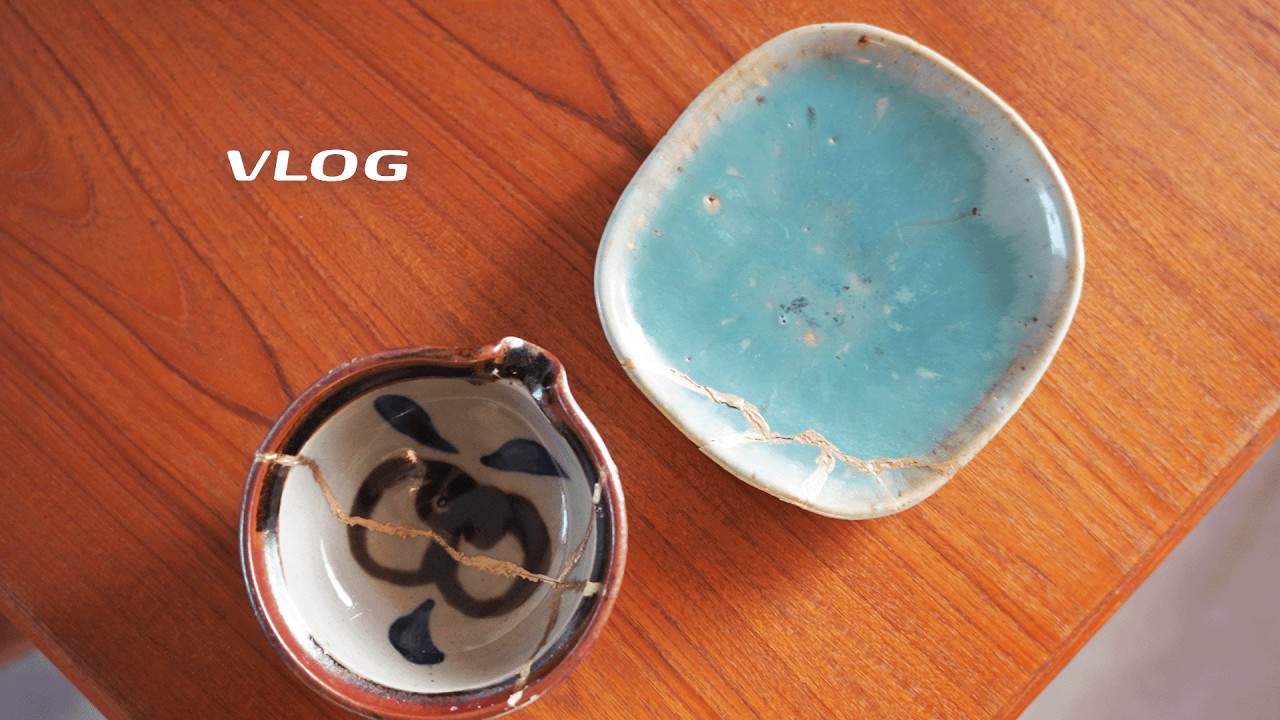 I tried repairing a broken plate with kintsugi (gold repair), and