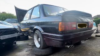 BMW E30 S50B30 M3 engine conversion finally gets a custom exhaust  #bmwe30m3 #bmwe30 #bmw325i