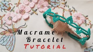 How to make a leaf macrame bracelet with beads | Βραχιολι φυλλο μακραμε με χαντρες