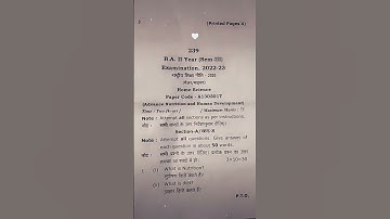 😱BA 2nd year (3rd semester) Home-Science || Questions paper||🔥🔥