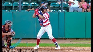 Arizona diamondbacks outfielder jason morozowski (pembroke pines, fla.
/ mount olive college) bats during a june 29 - july 3, 2018 california
league (high-a)...