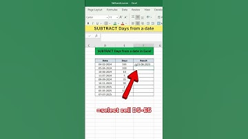 SUBTRACT Days from a date | Advanced Excel Formula #excel #exceltutorial #exceltips