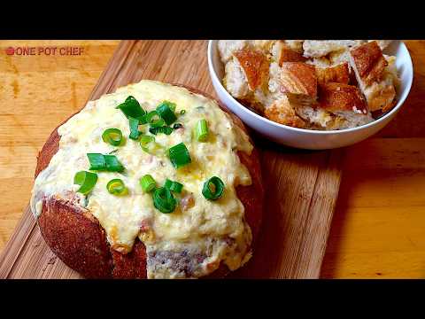 Creamy Cheese and Bacon Dip in a Cob Loaf Bread Bowl | One Pot Chef