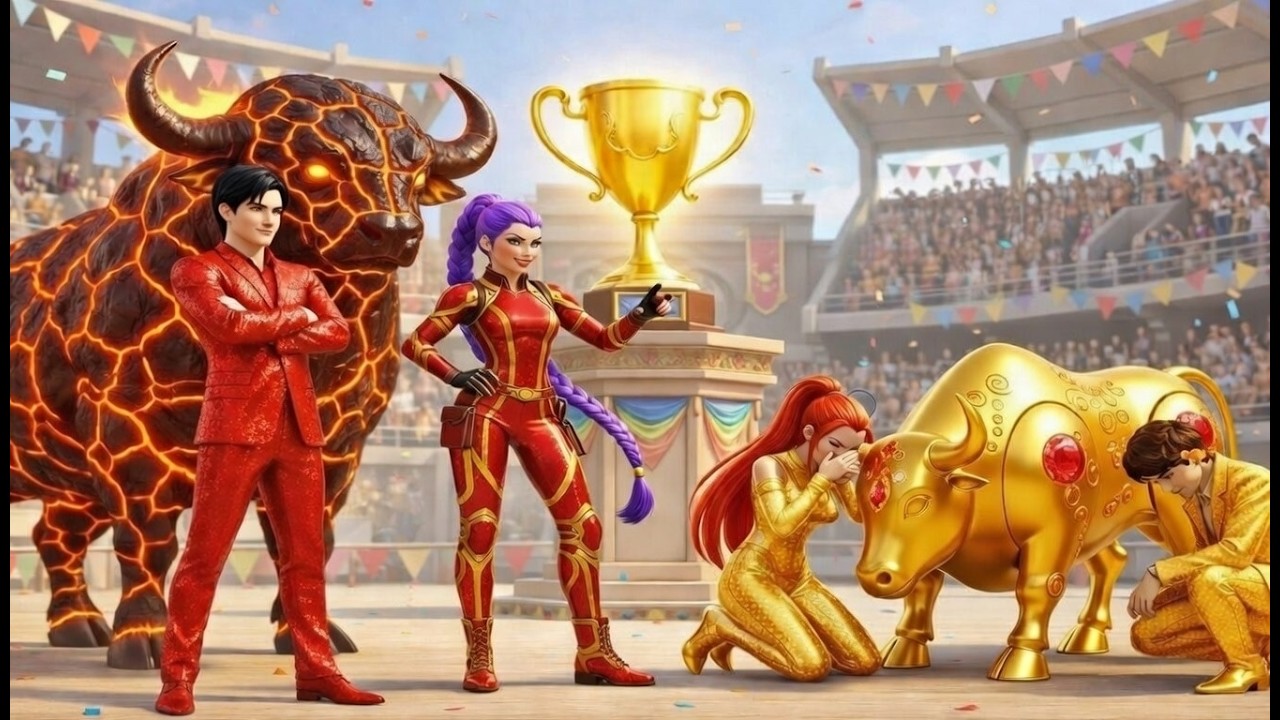 Rumi y su titanico toro de lava contra el reino dorado de mira