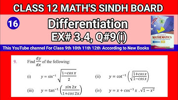Class 12 Maths Unit 3 Exercise 3.4 Question 9(i)  Differentiation / Derivative