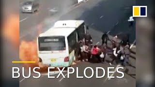 Bus explodes minutes after passengers escape