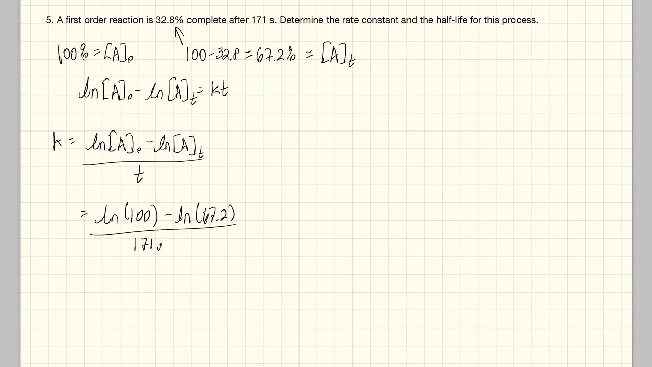 Integrated Rate Law Problem 5 2018 YouTube