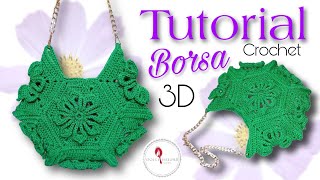 Tutorial Borsa Piastrelle fiore 3D uncinetto