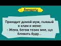 Анекдоты! Муж пьяный в Хлам! Подборка Веселых Анекдотов! Юмор! Смех!