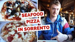 Seafood Pizza in Italy at a restaurant in Sorrento, Naples