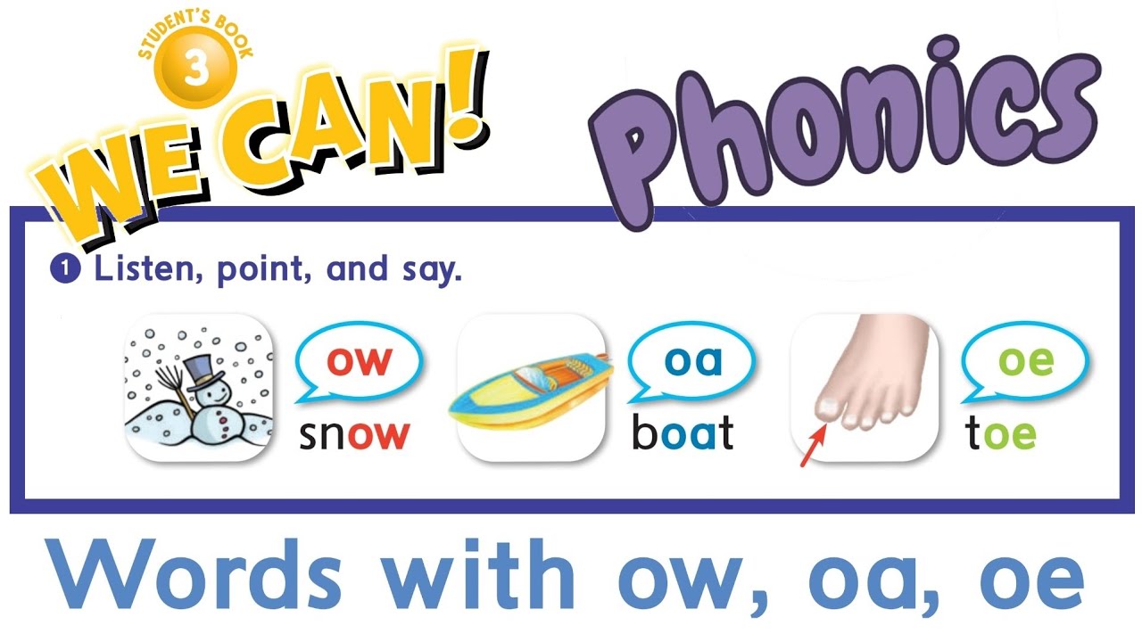 We Can 3 : Words with ow, oa, oe Phonics Practice Term 1 Learn English