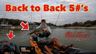 Back to back big bass! OldTown kayak fishing  Eagle Mountain Lake