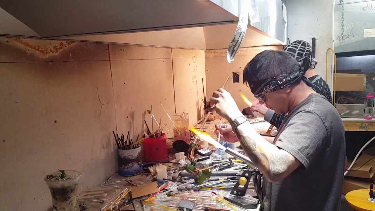 PhatGlass smoke shop tour and glass blowing.