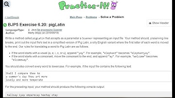 Java Practice It | Exercise 6.20: pigLatin | file processing, Scanner
