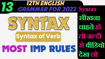 Most Imp Rules,/Syntax of Verb,/Class-12th English Grammar,/Board Exams 2021,/Part-13