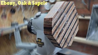 Ebony, Oak and Sapele glue up (segmented turning)  - woodturning project