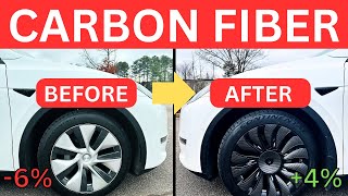 CARBON FIBER Tesla Wheel Covers Install and Tested!!! EVBASE