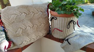 видео: Делаем три нужные вещи из одного старого свитера. Facciamo tre cose belle da un maglione vecchio. картинка: Делаем три нужные вещи из одного старого свитера. Facciamo tre cose belle da un maglione vecchio.