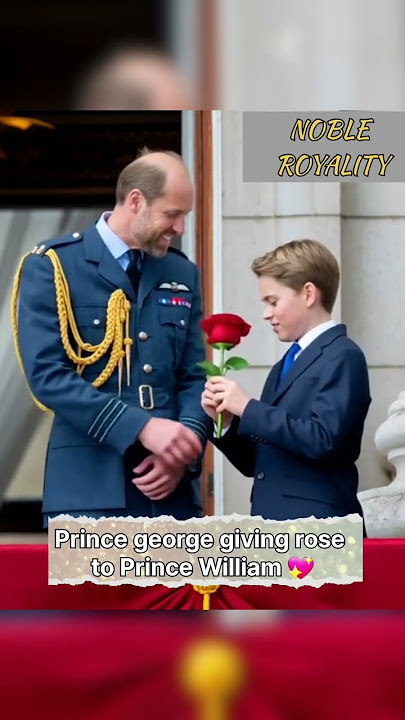 Prince george giving rose to Prince william #princegeorge #princewilliam #britishroyalfamily