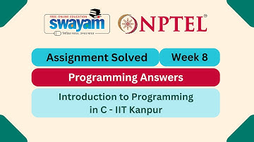 Introduction to programming in C Week 8 | MY SWAYAM | NPTEL ANSWERS 2025 #nptel #nptel2025 #myswayam