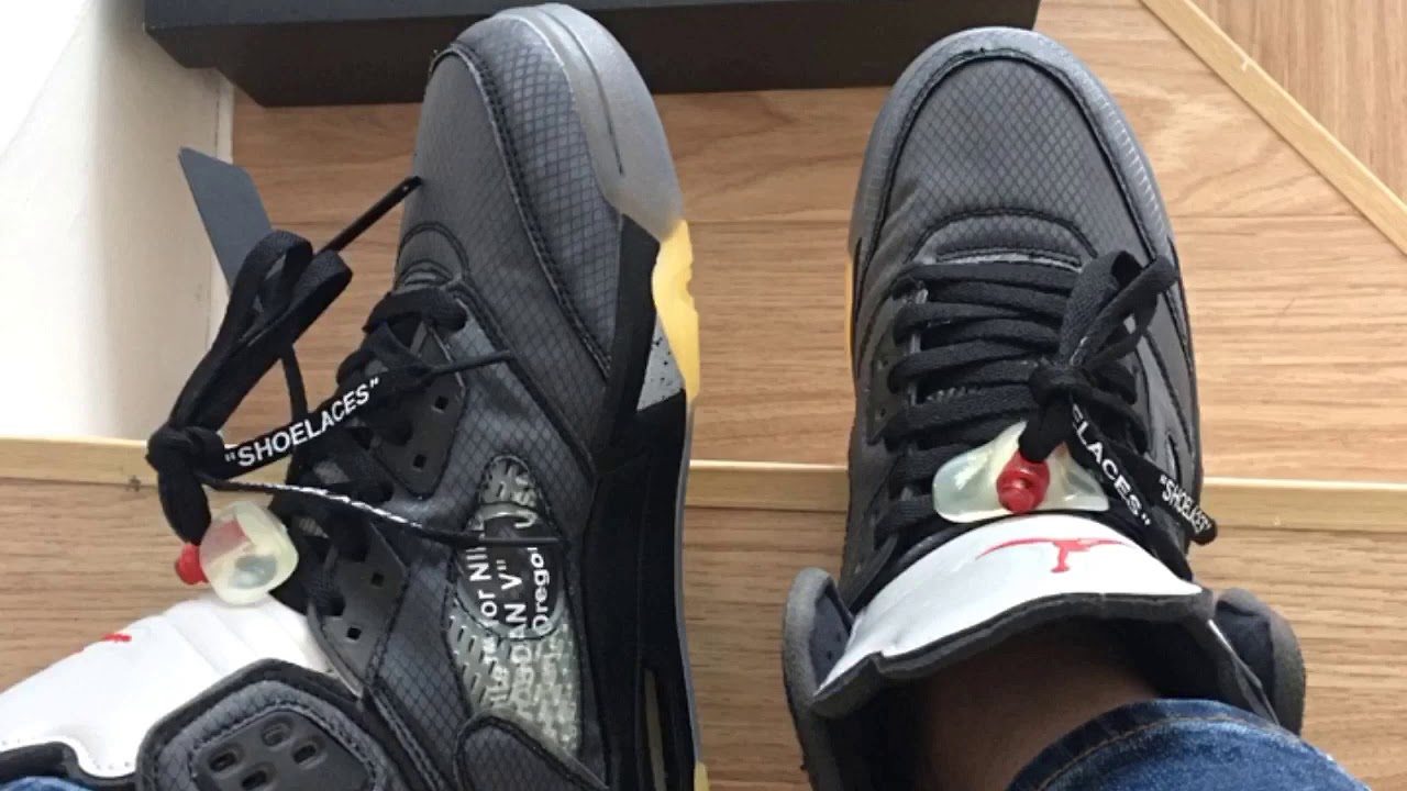 jordan 5 off white on feet
