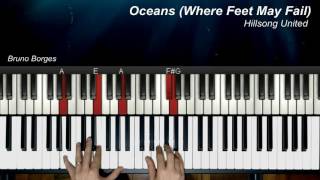Video thumbnail of "Oceans / Where Feet May Fail (Hillsong United) - por Bruno Borges (Piano Tutorial)"