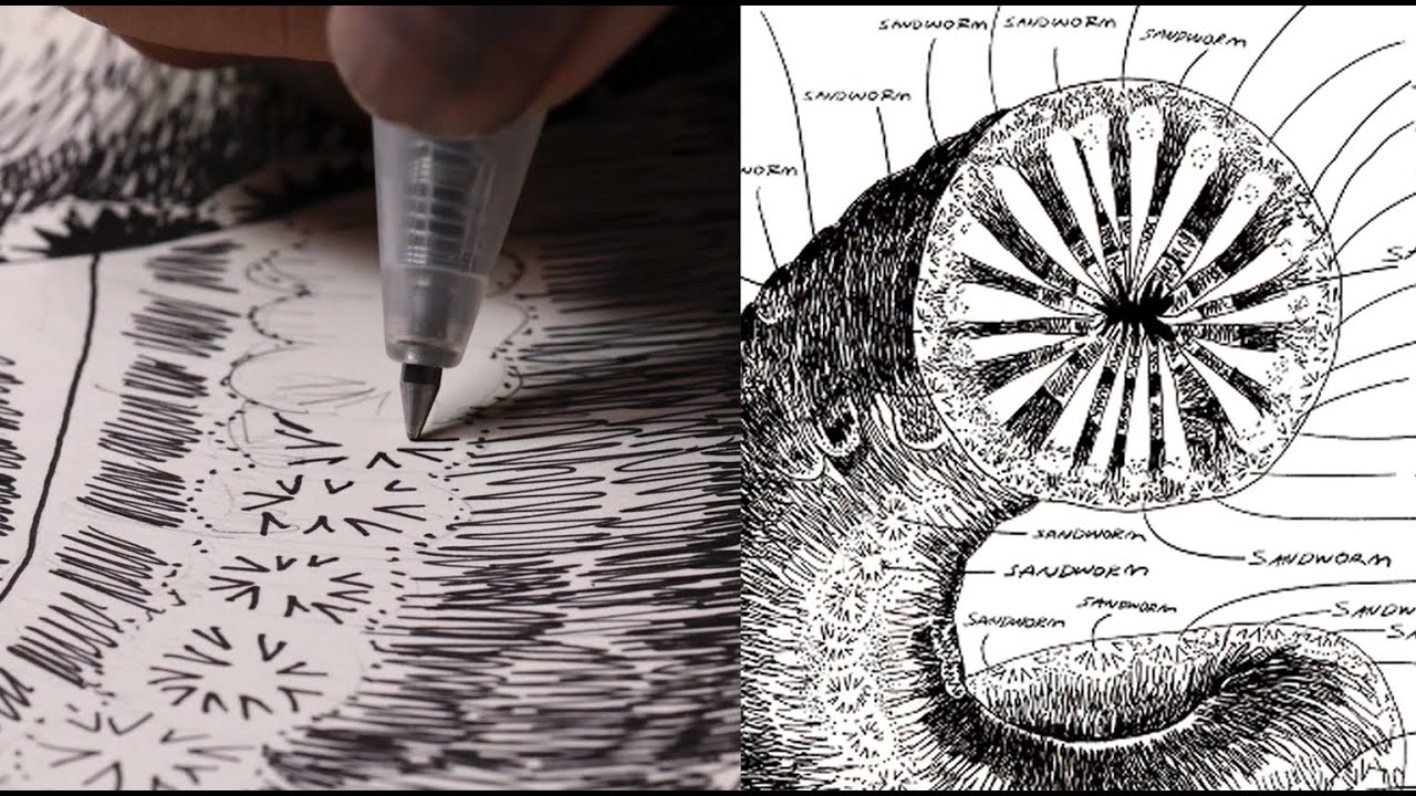 Sandworm Drawing Rference let's draw 81 dune sandworms 🪱 asmr no talking, sketch study - YouTube