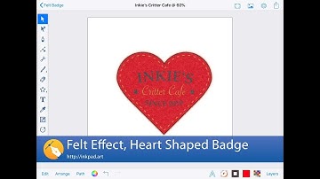Felt effect, heart shaped badge tutorial for Inkpad on iPad