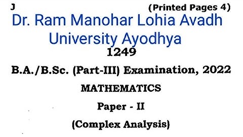 RMLAU BA BSc Final Year Mathematics Paper Second Complex Analysis 2022 Successranker
